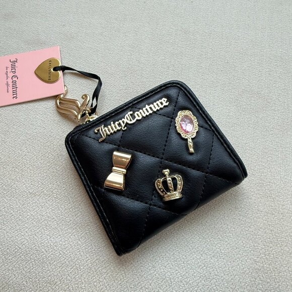 NWT Juicy Couture black Juicy Girls Only L-Zip Card Case wallet bag - Picture 3 of 6